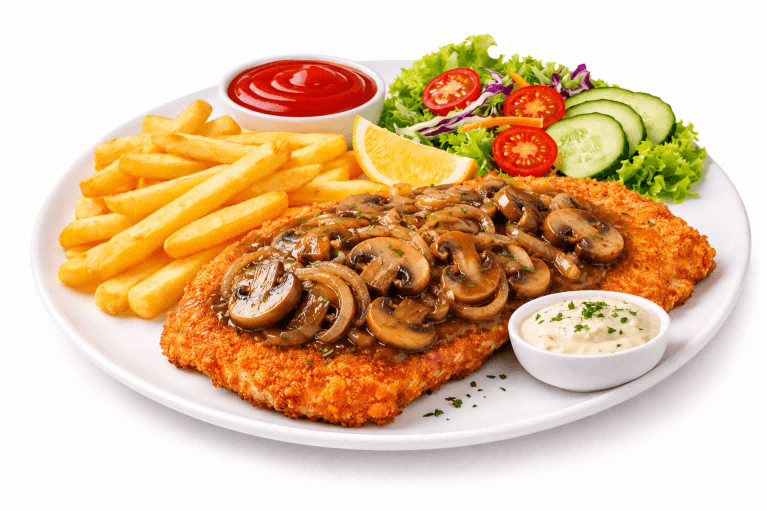Schnitzel Champignons en Ui Menu