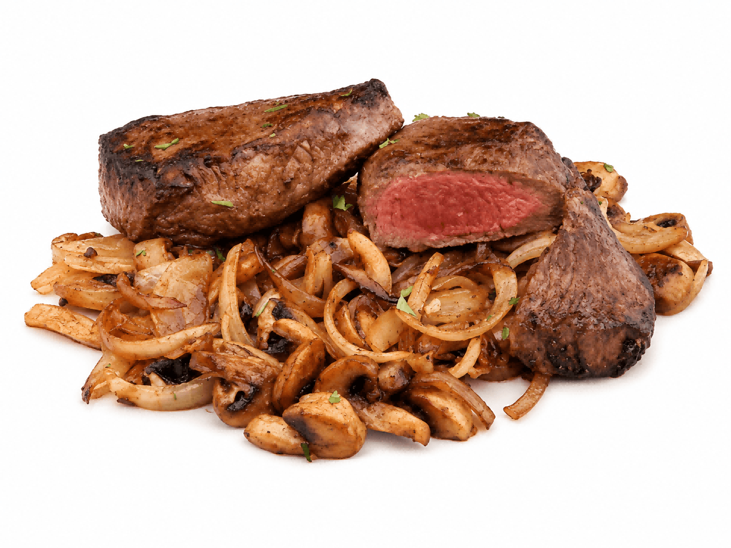 Ossenhaas met Champignons en Ui